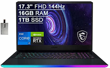 2022 MSI GE76 Raider Gaming 17.3" FHD 144Hz Laptop Computer, 11th Gen Intel Core i7-11800H, 16GB RAM, 1TB PCIe SSD, Backlit Keyboard, GeForce RTX 3060, FHD Webcam, Win10, Grey, 32GB SnowBell USB Card