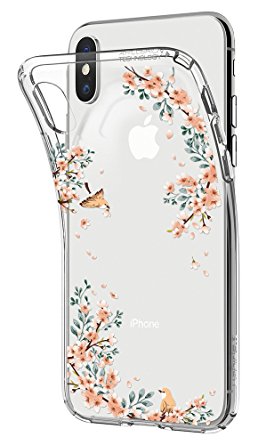 Spigen Liquid Crystal iPhone X Case with Slim Protection and Premium TPU for Apple iPhone X (2017) - Blossom Nature