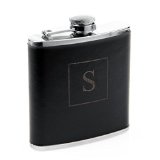 Cathys Concepts Personalized Stainless Steel Flask with Vegan-Friendly Leather Wrap Monogrammed Letter S SilverBrown