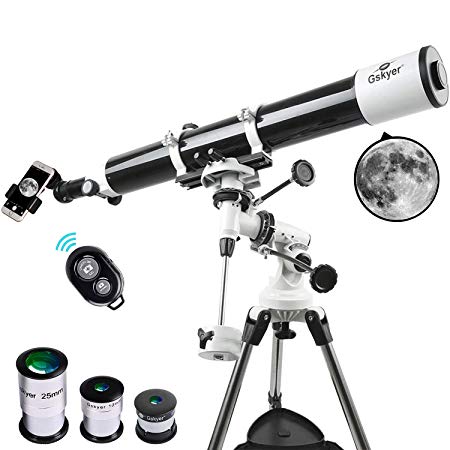 Gskyer Telescope, Astronomy Refractor Telescope, 80mm Aperture Travel Scope for Kids & Beginners - with Backpack & Smartphone Adapter & Bluetooth Camera Remote
