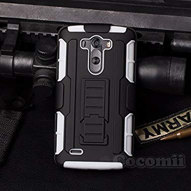 Cocomii Robot Armor LG G3 Case New [Heavy Duty] Premium Belt Clip Holster Kickstand Shockproof Hard Bumper Shell [Military Defender] Full Body Dual Layer Rugged Cover for LG G3 (R.White)