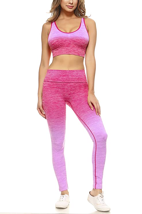 Women's Active Ombre Sports Bra and Leggings Performance Set