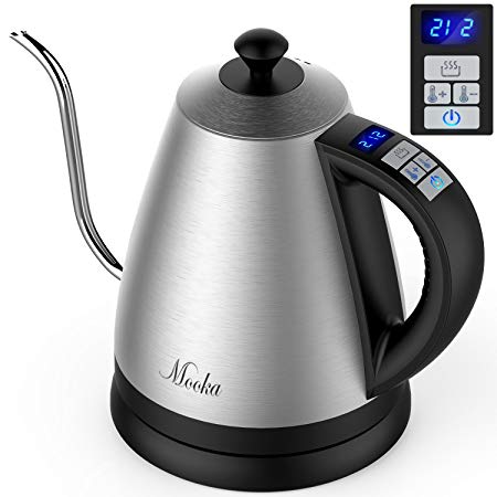 MOOKA Electric Kettle - Gooseneck Electric Kettle with Digital Variable Temperature Control and Keep-Warm Function, Gooseneck Kettle with Full Stainless Steel Interior Perfect for Coffee and Tea,1.2L