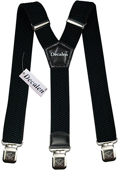 Mens braces wide adjustable and elastic suspenders Y shape with a very strong clips - Heavy duty