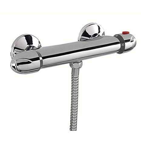ENKI Thermostatic Shower Valve Mixer Tap Bottom Outlet Curved Exposed
