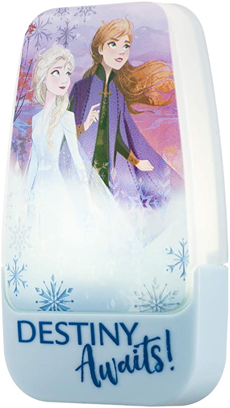 Disney Frozen Anna and Elsa Plug-in LED Night Light, Dusk-to-Dawn Sensor, Girl’s Room Décor, UL-Listed Ideal for Bedroom, Nursery, Bathroom, 45670