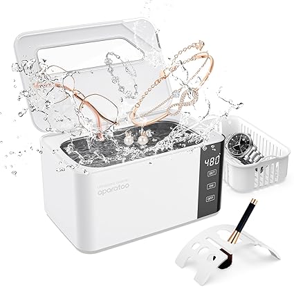 Ultrasonic Jewelry Cleaner,Ultrasonic Cleaner Machine,600ML Professional Ultrasonic Cleaner with Digital Timer,Watch Holder,47000Hz Ultrasonic Glasses Cleaner for Eyeglass Jewelry, Watches, Dentures