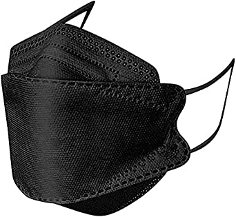 100pcs Black KF94 Mask, 4 Layers 3D Fish Type KF94 Disposable Face Masks for Adult Women Men
