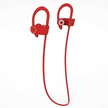 Bluetooth Headphones - iMujin Red LegalBeats Q6 Wireless HD Stereo Power Sound Headsets Beats - ABS Matte Skin, Sweatproof w/ Noise Cancelling, Secure Fit in Ear Earbuds, Ergonomic Workout Earphones