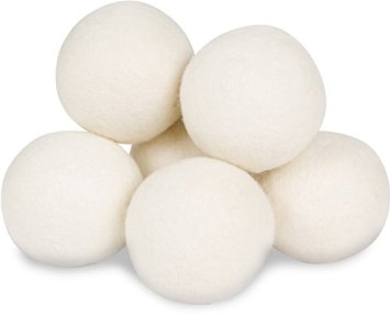 Wool Dryer Balls, Set of 6 Organic Laundry Balls for Dryer, White, by InsideSmarts