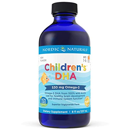 Nordic Naturals Children's DHA Liquid - Omega-3 DHA Fish Oil Supplement for Kids, Supports Heart Health and Brain Development for Children During Critical Years, Orange, 8 oz.