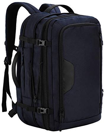 MIER Expandable Travel Backpack Waterproof Flight Approved Carry-on Laptop Backpack for Men and Women, Anti-Theft Weekender Bag, 35L, Blue