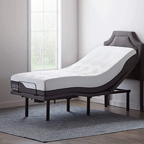 LUCID L600 Adjustable Bed Base with LUCID 12 Inch Memory Foam Hybrid-Mattress - Twin XL