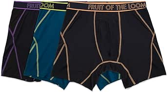 Fruit of the Loom Men's 360 Stretch Boxer Briefs, High Performance Stretch, Quick Dry & Moisture Wicking