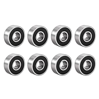 uxcell 606-2RS Deep Groove Ball Bearing Double Sealed 180016, 6mm x 17mm x 6mm High Carbon Steel Z1 Bearings (Pack of 8)