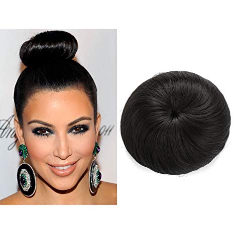 Donut Chignon Hair Bun Extension Clip in Black Ballerina Synthetic Hairpieces Updo Hair Piece For Women Gril Lady Q3&2