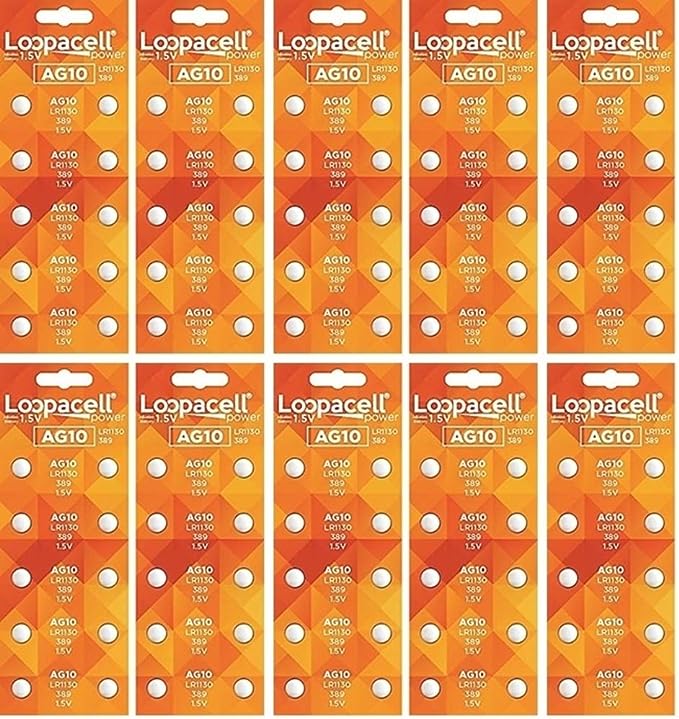 LOOPACELL AG10 LR1130 SR1130SW Alkaline Button Cell 100 Batteries