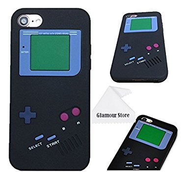 iPhone 6 Case,Retro 3D Game Boy Gameboy Design Style Soft Silicone Cover Case For New Apple iPhone 6 6S 4.7 inch,Not Fit For Apple iPhone 6 Plus 5.5 inch  Free Cleaning Cloth As a gift (Black)