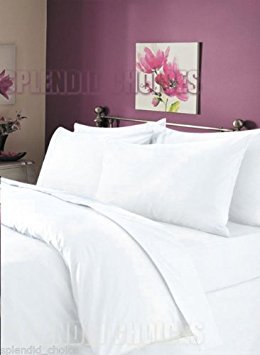 Luxury 100% Egyptian Cotton Duvet Quilt Cover & Pillowcase Bedding Set All Sizes (White, King)