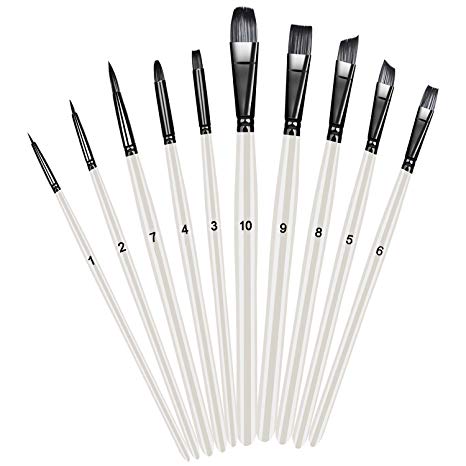 Artist Brush Set Xpassion Handmade Professional Acrylic Paint Brushes 10Pieces for Acrylic Watercolor Oil Painting,Pearl White