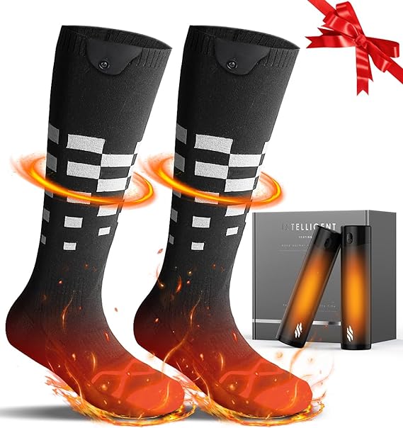 Heated Socks with 2 Pack Hand Warmer Rechargeable Set, Heating Socks with Electric Handwarmer Max 70℃, Ultra Light Portable for Pocket, Idea Tech Gifts for Men, Women, Fishing, Golf, Hunting