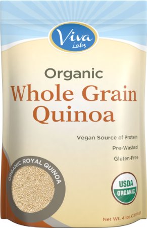 Viva Labs - The FINEST Organic Quinoa, 100% Royal Bolivian Whole Grain, 4 LB Bag