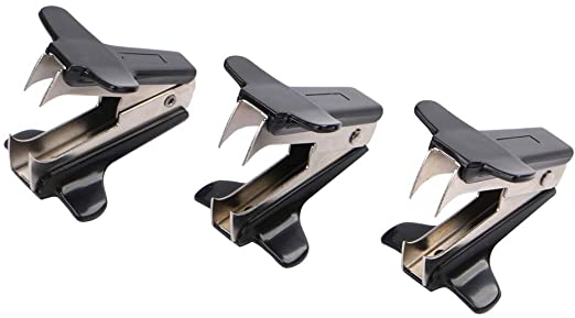 Eagle Staple Remover, Staple Puller, Extra Wide Finger Grip, Steel Jaws, Pack of 3, Black
