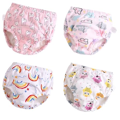 U0U 4 Pack Toddler Potty Training Pants Layered Cotton Training Underwear for Toddlers Girls Boys