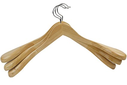Wooden Suit Hangers - Natural Wood Finish, 3 Pack - 18 inch Hanger