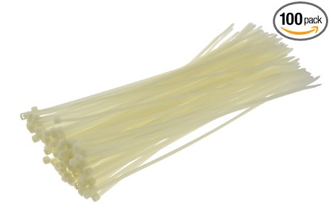 SE CT1248N 12” White Cable Ties with 50-lb. Tensile Strength, 100-Pack