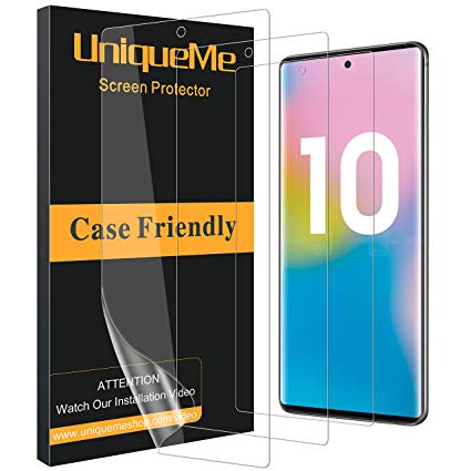 UniqueMe [3 Pack] Compatible with Samsung Gaalaxy Note10 Screen Protector, Anti-Bubble [ Case Friendly ] Full Coverage PET Soft Flexible Film with Lifetime Replacement Warranty