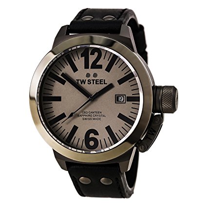 TW Steel Men's CEO Canteen Black/Dark Titanium Leather Watch