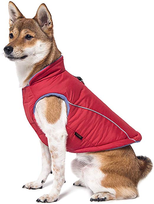 Gooby - Sports Vest, Fleece Lined Small Dog Cold Weather Jacket Coat Sweater with Reflective Lining
