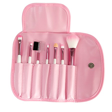 Lisli® 7pcs Professional Cosmetic Makeup Brush Set Power Blush Eyeshadow Eyebrow Lip Brushes (Pink)