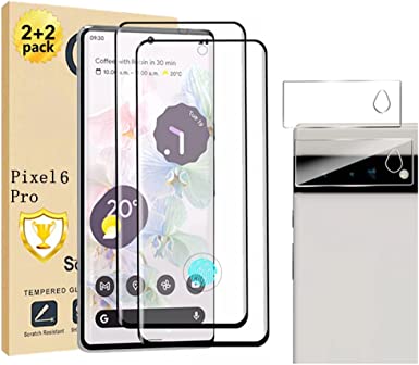 2 Pack Pixel 6 Pro Screen Protector   2 Pack Camera Lens Protecto ,Ultrasonic Fingerprint Compatible / No Bubbles / 9H Scratch-Resistant HD Clear 3D Curved Tempered Glass Screen Protector for Google Pixel 6 Pro 5G (6.7")