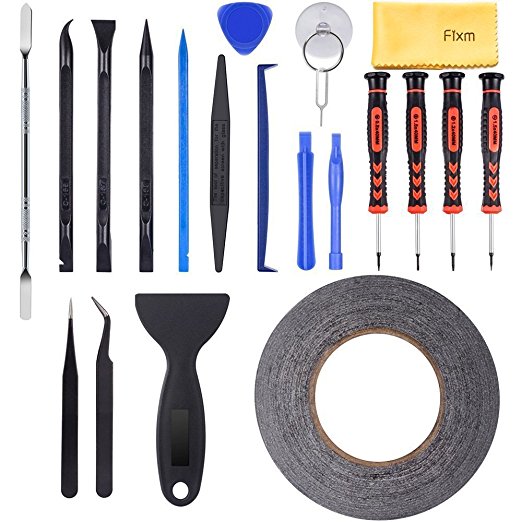 Fixm Complete Opening Pry Tool Repair Kit and Screwdriver Set for Apple iPhone 4 / 4S / 5 / 5C / 5S / 6 / 6 Plus (GSM/CDMA) / 6S / iPad 4 / 3 /2 / Mini, iPods and more - 21 pieces