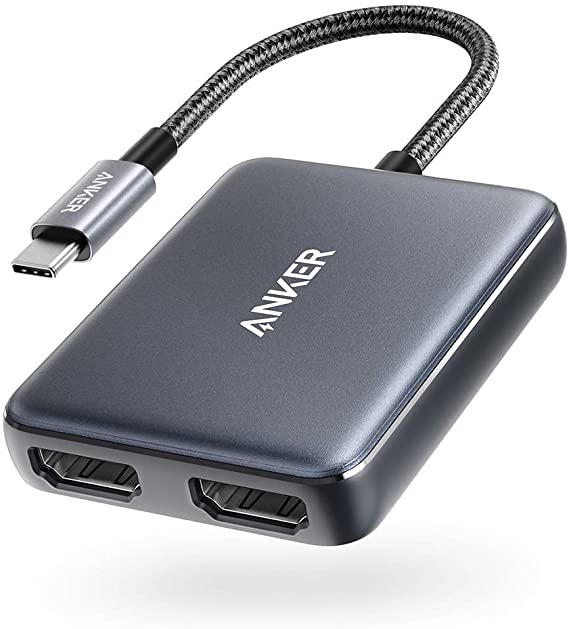 Anker USB C to Dual HDMI Adapter, Compact and Portable USB C Adapter, Supports 4K@60Hz and Dual 4K@30Hz, for MacBook Pro, MacBook Air, iPad Pro, XPS, and More [Compatible with Thunderbolt 3 Ports]