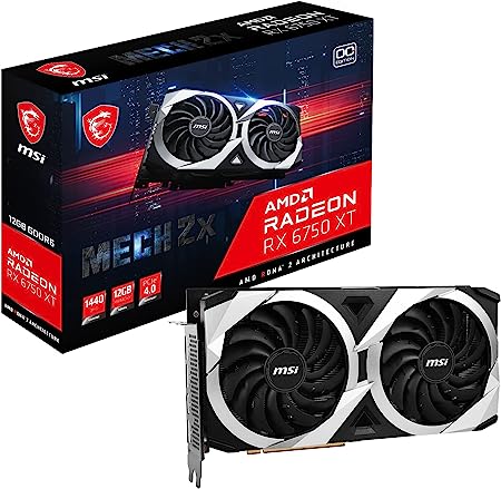 MSI Radeon RX 6750 XT MECH 2X 12G OC Gaming Graphics Card - 12GB GDDR6, 2618 MHz, PCI Express 4, 192-bit, 3x DP v 1.4a, HDMI 2.1 (Supports 4K & 8K)