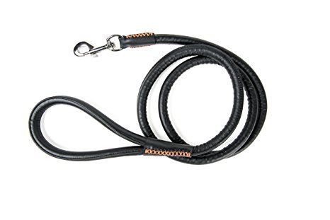 Dog Leather Leash 6 foot – Better Comfort than Braided or Double Handle Leashes – Medium to Big Dogs - Thick Sturdy and Heavy Duty