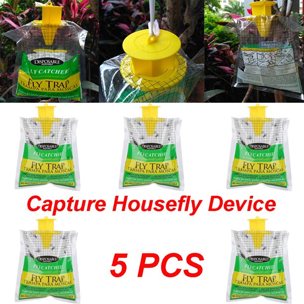 iLH 5PCS Disposable Fly Trap Catcher Fly Catcher Insect Trap Hanging Style Pest Control