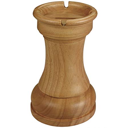 Andre Wooden Chess Piece Rook Tower Coin Piggy Bank - Natural Wood - 8 Inch Tall