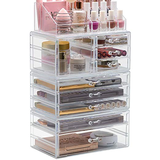 Sorbus Cosmetic Makeup and Jewelry Storage Case Display Organizer - Spacious Design - Great for Bathroom, Dresser, Vanity and Countertop (X Large - Style 1)