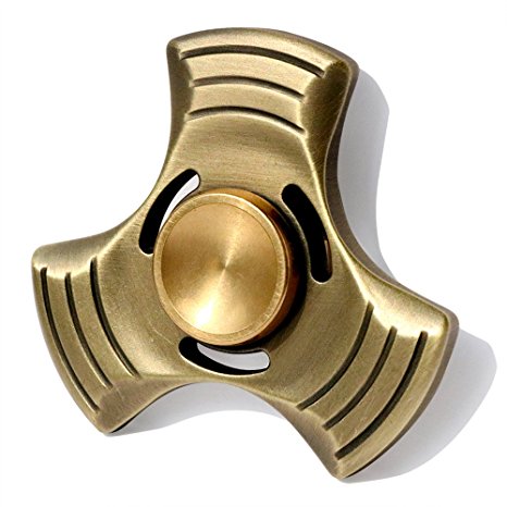 SUNKONG Triangle EDC Hand Spinner Fidget Toy Ultra Durable with Bronze Body, Hybrid Ceramic Ball Bearings, 4-6 Minute Average Spins Time-Antiqued Copper Style
