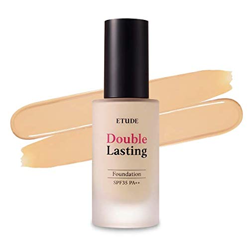 ETUDE HOUSE New Double Lasting Foundation (Honey Sand) SPF35/ PA  | High Coverage Weightless Foundation | 24-Hours Lasting Double Cover | Magnet-Like Adherence without Stickiness | Makeup Base