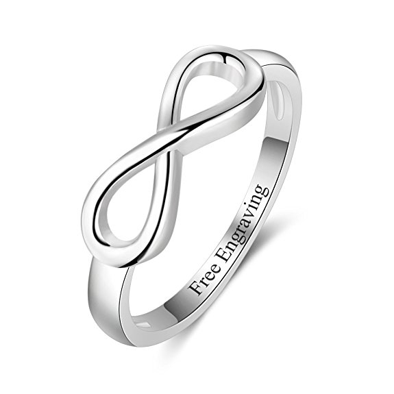 Lam Hub Fong Free Engraving Infinity Knot BFF Friendship Rings For Women Personalized Sisters Best Friends Rings Engagement Wedding Promise Name Rings