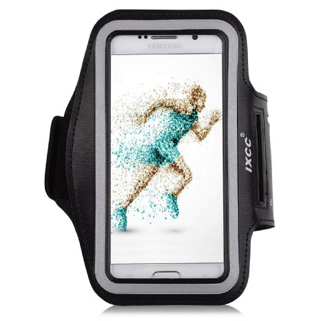 iXCC Trek Series Easy Fitting Sport Gym Running Armband with Dual Arm-Size Slots for Samsung Galaxy S6, MP3 Player - Black