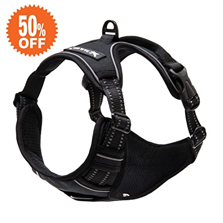 Dog Harness - No-Pull Adjustable Reflective Vest Easy Step-in Outdoor Harness for Small Medium Large Dog - Walking Hiking and Training