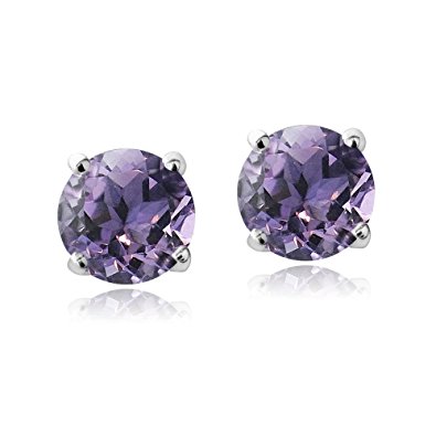 Bria Lou Silver or Gold Flashed Birthstone Color 6mm Round Stud Earrings Made with Swarovski Crystals