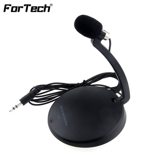 FORTECH #GREAT QUALITY 3.5MM DESKTOP MICROPHONE with Round Base The Plug and Play Computer Microphone Stereo Microphone - Ideal for Chatting, Skype, MSN, Twitch Compatible with Desktop PC, Laptop