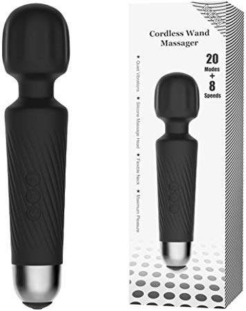 Wand Massager for Women Personal Massager Wireless Handheld Body Therapeutic Massage with 8 Powerful Speeds and 20 Modes Cordless Electric Waterproof Portable Magic for Back Neck Shoulder
